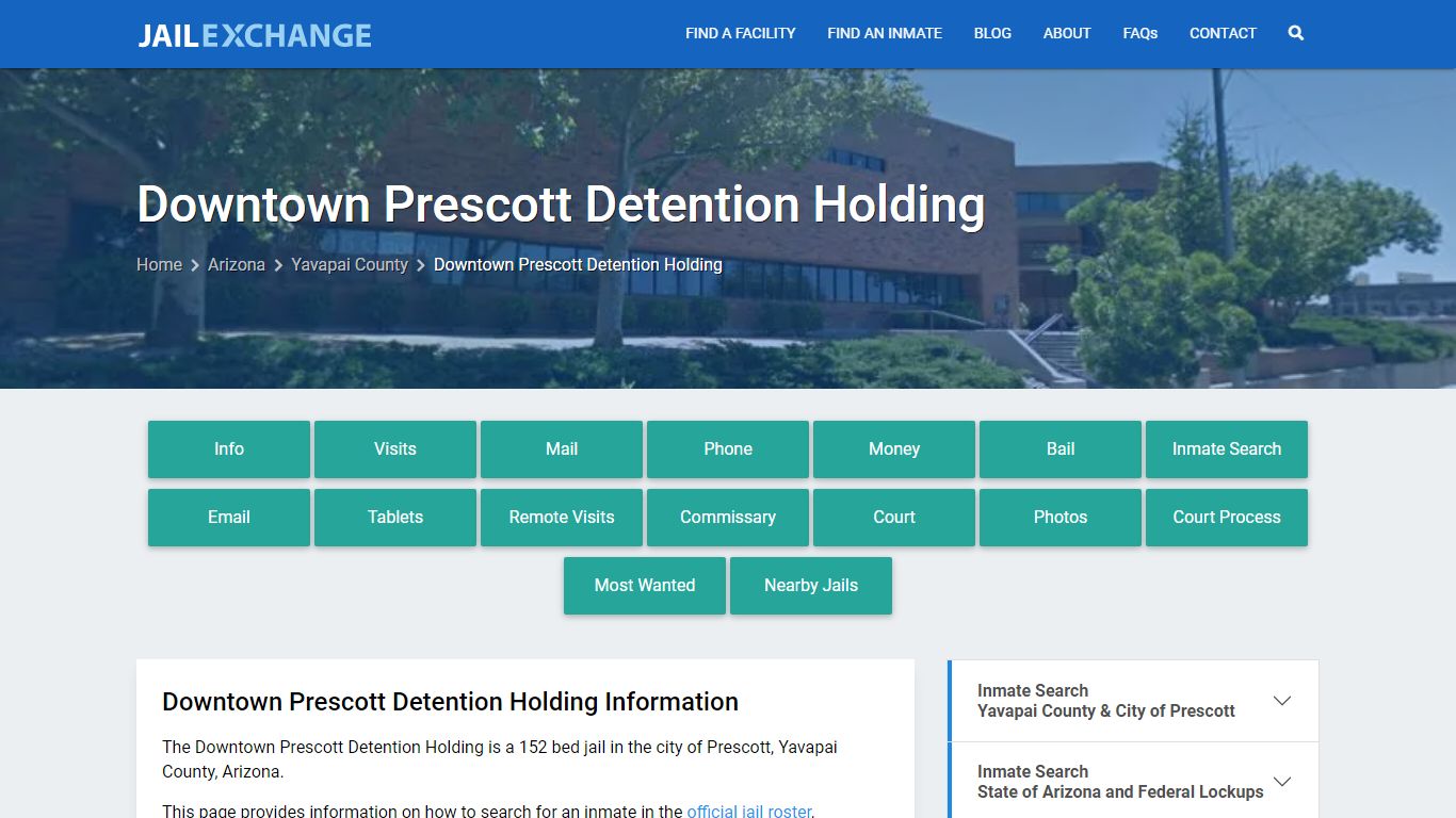 Downtown Prescott Detention Holding, AZ Inmate Search, Information